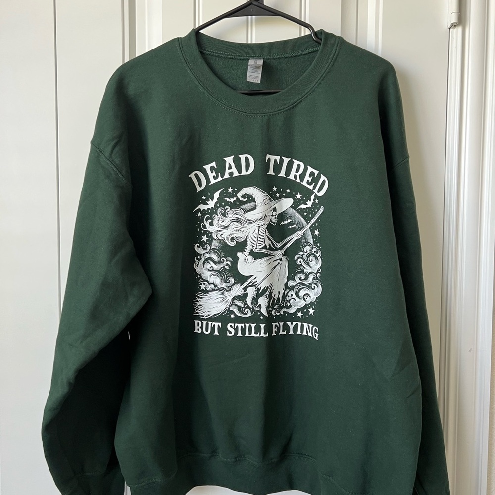 NEW Green Graphic "Dead Tired" Sweater